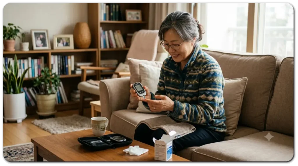 공복-혈당을-측정하는-여성
