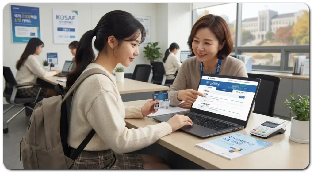 국가-근로장학금-신청하는-여학생