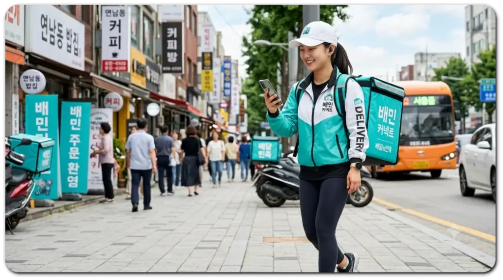 도보로-배민-커넥트-하는-여성