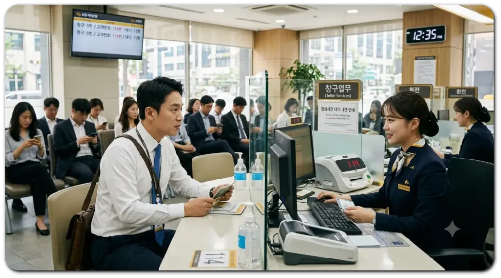 점심시간에-은행-업무보는-회사원