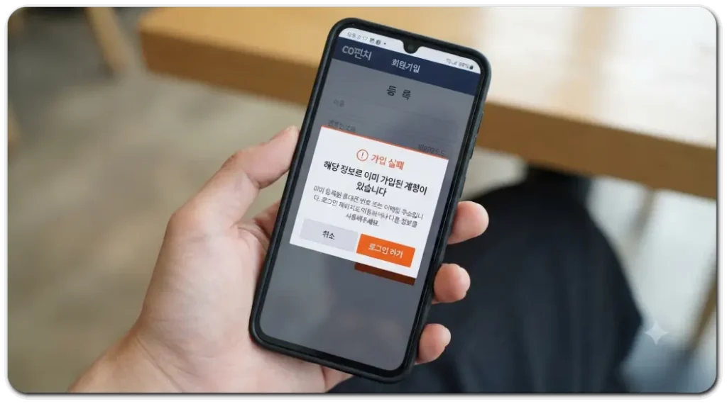 쿠펀치-가입-거절-화면