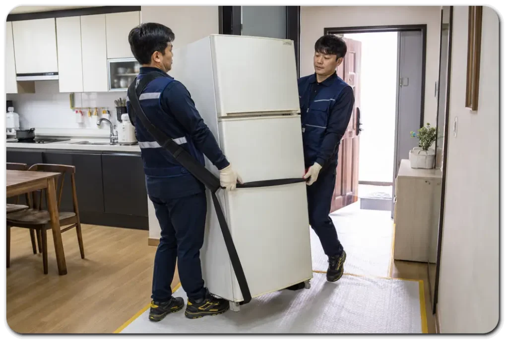 두-작업자의-안전한-무료-냉장고-수거