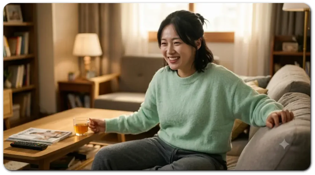 속이-더부룩함이-사라져-상쾌한-기분으로-웃는-사람