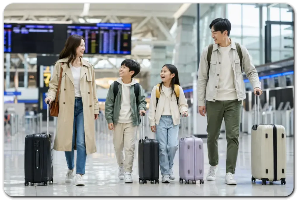 출국장으로-향하는-행복한-네-가족