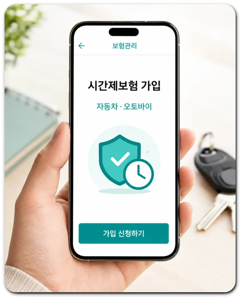 ‘시간제보험 가입’ 문구가 표시된 앱 화면