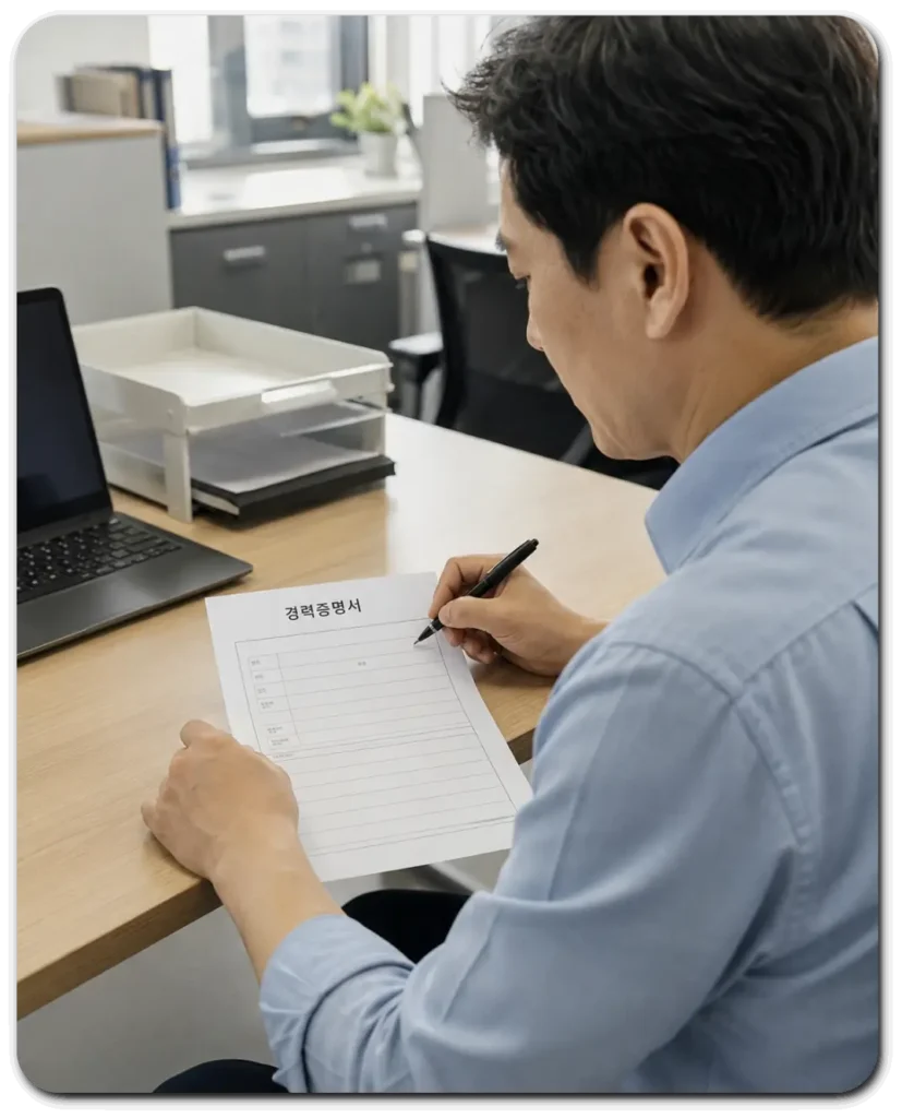 경력증명서를-작성하는-직장인