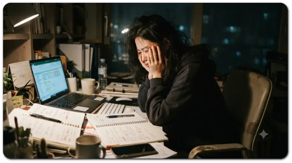 번아웃-초기-증상의-여성
