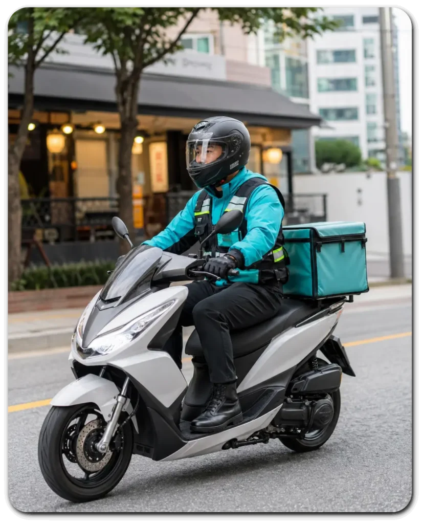 안전한 도심 시간제 배달 라이더