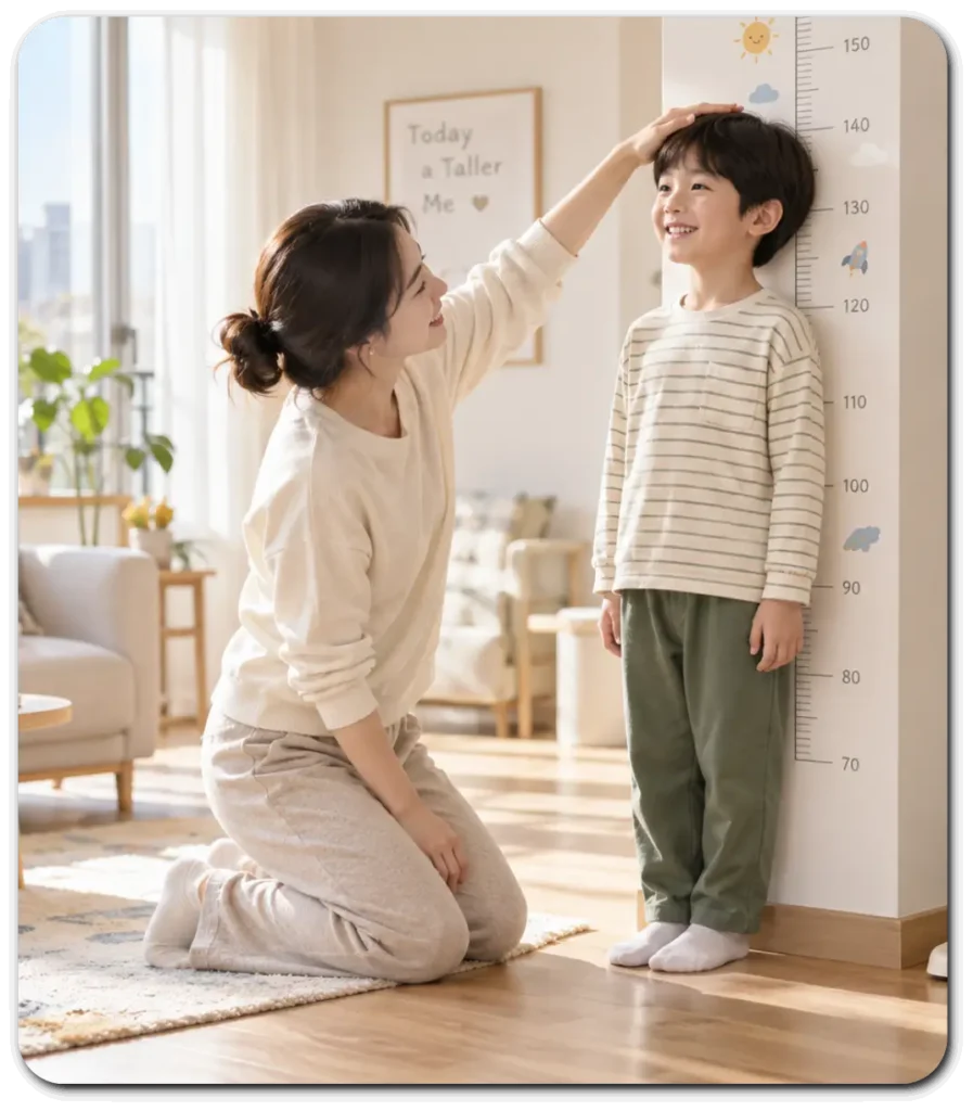 자녀의-키를-측정하는-어머니