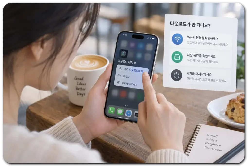 카페에서-아이폰-다운로드-문제-해결